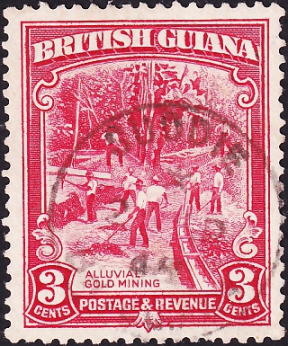 Британская Гвиана 1934 год . Добыча россыпного золота , 3 с. (1)